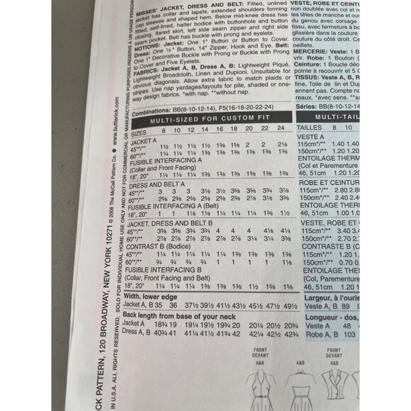 Butterick B5214 Sewing Pattern Size 16-24 Jacket Dress & Belt Retro '47 NEW - Picture 4 of 7